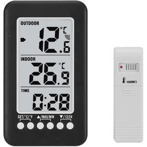 Draadloze Thermometer en Weerstation met Afstandsbediening - Digitale Temperatuurmonitor voor Binnen en Buiten