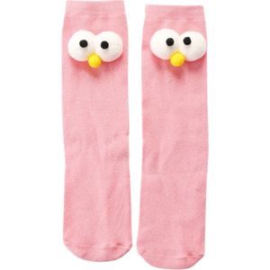 Kindersokken grappige oogjes - roze - 6-10 jaar - maat 30-34 - katoen - meisjessokken