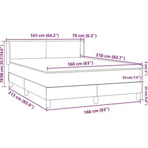 vidaXL - Boxspring - met - matras - fluweel - donkergrijs - 160x210 - cm