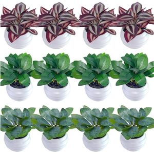 12 Stuks Mini Kunstbloemen In Pot – Kleine Kunstplanten Voor Tafeldecoratie - Balkon - Buiten - Plastic Planten In Pot – Decoratieve Bloemen Voor Binnen En Buiten