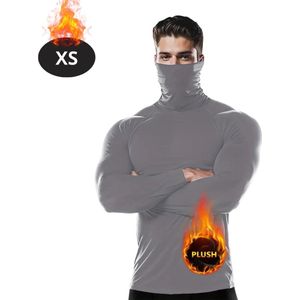 Nivard Thermokleding Heren - Thermoshirt - Gezichtsverwarming - Nekverwarming - Winter - Lange Mouwen - Grijs - XS