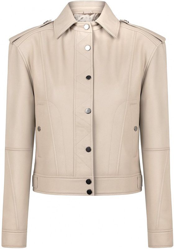Felix Hardy - Korte Leren Jas - Beige - Dames