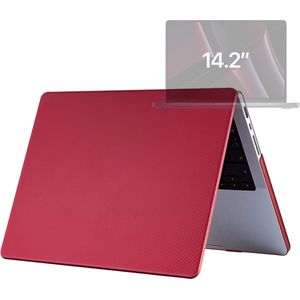 Laptophoes - Geschikt voor MacBook Pro 14 inch Hoes - Geen Vingerafdrukken - Carbon Case - Voor M1, M2, M3 - A2442, A2779, A2992, A2918 - Rood