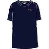 Tommy Hilfiger Reg Gold Button T-shirt Met Korte Mouwen Blauw XS Vrouw