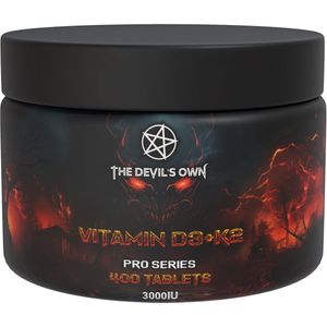 The Devil’s Own – Vitamin D3 + K2 | 400 Tabletten | D3 3000 IU + K2 100 mcg | Hoge Dosering | Nutriworld