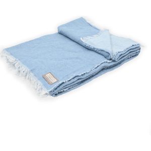 Plaid - 130 x 175cm - 60% Gerecycled katoen - Lichtblauw - Woonplaid