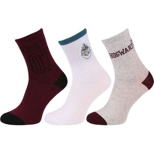 Harry Potter - Dames lange sokken, 3 paar warme sokken, bordeaux, grijs, wit OEKO-TEX / 37-42