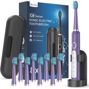 Ultrasone elektrische tandenborstel voor volwassenen met 8 borstelkoppen en 5 modi