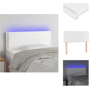 vidaXL Hoofdeind LED-strip - Kunstleer - Wit - 90 x 5 x 78/88 cm - Verstelbaar - Duurzaam - Kleurrijke LED-verlichting - Met schaarsymbool - USB - Bedonderdeel