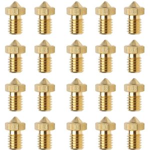 20pcs Messing Doppen - Kobra - Volcano 3D Printer Nozzles Set 0.2mm 0.4mm 0.6mm 0.8mm 1mm - 3D Printer Artillery Genius/Sidewinder X1