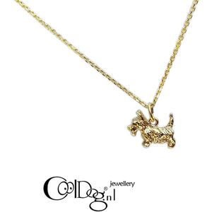 Schotse Terrier Pup (mini) Hanger Hond -18 kt. Verguld -merk COOLDOG™ * inclusief Vergulde ketting