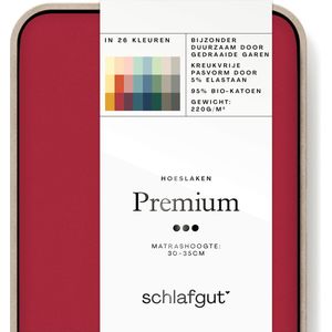 schlafgut Premium Bio Katoen Jersey Hoeslaken XL - 180x200 - 200x220 285 Red Deep