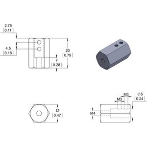 12mm Hex Wheel Adapter for 6mm Shaft (2-Pack) Pololu 2686