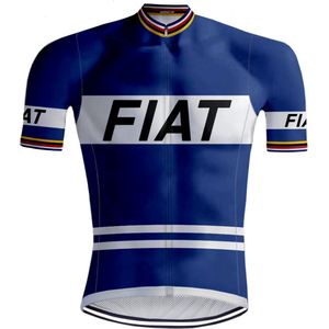 Wielershirt - Blauw - Wit - Polyester - Retro Design