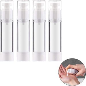 4 stuks - vacuümdispenser - Airless pompfles - Reislotiondispenser - Lekvrij - Duurzaam - Wit - Geschikt voor lotion, conditioner, crème