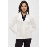 Felix Hardy - Kabelgebreid Vest - Ecru - 100% Katoen - Dames