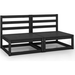 vidaXL Tuinbank 2-zits - Massief Grenenhout - Zwart Tuinbank - Loungebank - Buitentijd - Hout Meubel - Zwarte Bank - Terrasstoel - Balkon Set