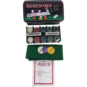 Texas Hold'em Poker Set - Complete pokerset met 200 fiches, 2 pakken kaarten en pokerkleedje - Geschikt voor spelers vanaf 12 jaar