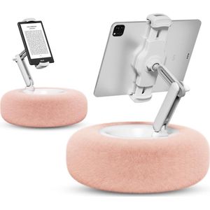 Hoogte verstelbare tabletstandaard kussenhouder voor iPad iPhone Kindle - 13 inch telefoon/tablet - 47 inch compatibel - Mobiele telefoonstandaard in hoogte verstelbare hoek 14 cm - Afneembaar kussen