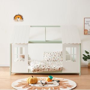 Kinderbed Tostedt huisbed grenen mint en wit 120x200 cm [en.casa]