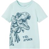 Basics - Jongensshirt - Blauw - Met Print Op De Voorkant