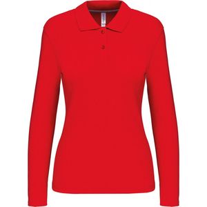 Polo Dames 3XL Kariban Kraag met knopen Lange mouw Red 100% Katoen