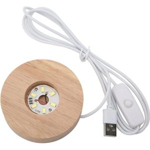LED-verlichting displaybasis 8cm-3.15in verlichte kristallen displaystandaard - houten LED-displaybasis - kristallen glaskunst - Wit Licht .