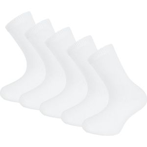 5 paar Kindersokken - Katoen - Jongens & Meisjes - SQOTTON® - Wit Maat 23-26