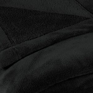 Wollige knuffeldeken 150 x 200 cm zwart deken bank warm woondeken zacht microvezel fleece Oeko-TEX Montreal