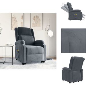 vidaXL Sta-opstoel Verstelbaar - Donkergrijs - 70x93x98 cm - Massage - Schuim - Hout en Metaal - Fauteuil