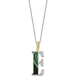 TI SENTO Dames Hanger - 925 zilver - Letter E - Malachiet - 6840MA_E