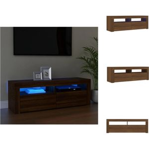 vidaXL TV-meubel - LED-verlichting - Moderne stijl - Kleurrijke LED - Opbergruimte - USB-aansluiting - Bruineiken - 120 x 35 x 40 cm - RGB - Kast