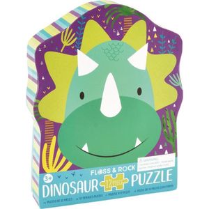 Floss & Rock Puzzel Dino - 12 stukjes - 35 x 18 cm - Multi