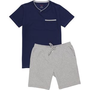 La-V shortama heren met V hals Donkerblauw L (Valt klein)