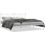 vidaXL - Bedframe - met - hoofdbord - metaal - wit - 180x200 - cm