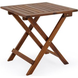 Bijzettafel Hout - Gemonteerd Klapbaar - 80kg Belastbaar - 46x46cm - Weerbestendig - Balkon - Terras - Woonkamer - Kleine Tafel - Balkontafel - Tuintafel