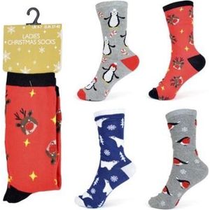 4 paar kerst sokken - Dames - maat 37-40