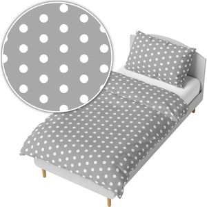Kinderbeddengoed 140x200cm - Grijs Stippen - Katoen