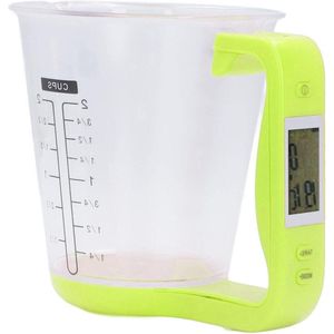 IBBO Shop - Elektronische Schaal Maatbeker met LCD Display - Digitale Voedselweegschaal Maatbeker voor Keuken Koffie Melk Specerijen - 1 kg (groen) Measuring cup