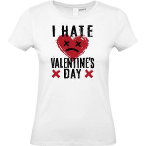 Dames T-shirt I Hate Valentines Day | valentijn cadeautje voor hem haar | valentijn | valentijnsdag cadeau | Wit dames | maat XXL