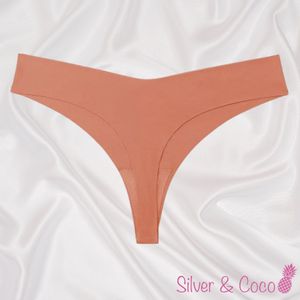 SilverAndCoco® - Naadloze String / Seamless Onderbroek Dames / Zacht Brazilian Slipje / Naadloos Stretch Ondergoed Vrouw / Kleding Strings Dames Lingerie Broekje - Oranje Large / L
