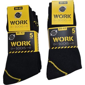 Kiyo Fashion Werk Sokken - Heren Sokken - Hoge Werksokken - 10 Paar - Maat 39-42 - Zwart