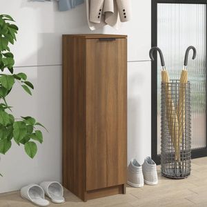 The Living Store Schoenenkast Bruineiken Hout 30x35x100cm - Met Deur en Schappen