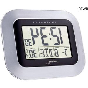 RFWR® Radiogestuurde wandklok zilver-zwart 22,6 x 3 x 18 cm