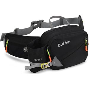 Heuptas voor drinkfles, meerdere zakken, heuptas, sport, drinkriem, waterdichte riemtas, flessenhouder voor hardlopen, wandelen, fietsen (fles uitgesloten), zwart, Sport