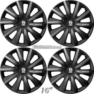 Wieldoppen MILANO-BKGR 16 inch zwart/grijs. Set a 4 stuks (CONTROLEER UW BANDENMAAT en lees a.u.b. de onderstaande, uitgebreide tekst!)