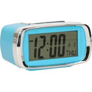 Digitale wekker/alarm klok 12 x 8 x 10 cm blauw - Slaapkamer wekkers
