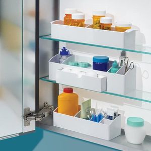 Het assortiment voor alle badkamer organisatie - iDesign plastic transparante medicijnkastje met 6 compartimenten