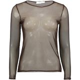 SisterS Point - T-shirt - D.chocolate - Dames - Slim Fit - Lange Mouwen