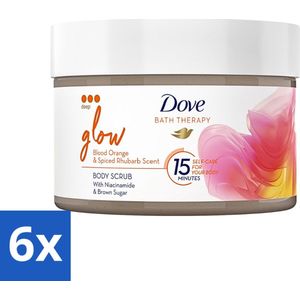 Dove Bath Therapy Glow - Bodyscrub - Bloedsinaasappel & Rabarber - 295 ml - Voordeelverpakking - 6 stuks